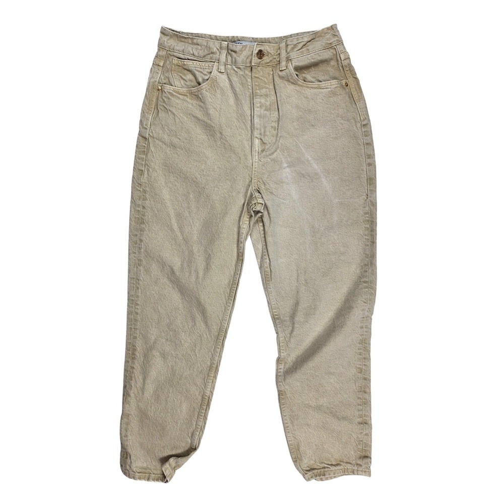 Zara Mom Fit High Rise Tan Tapered Jeans Women's Size 8 / 28x28